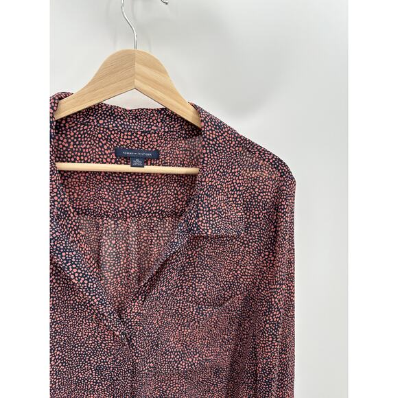 Tommy Hilfiger Pink Blue Speckled Button Down Sheer Blouse Polyester Women XL - Picture 5 of 8